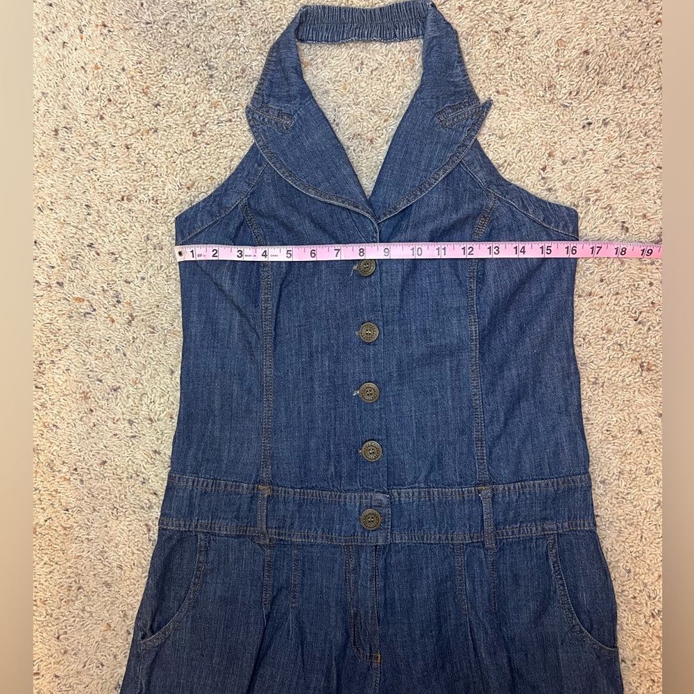 AKIRA Red Label Denim Halter Romper Size L - Picture 7 of 11